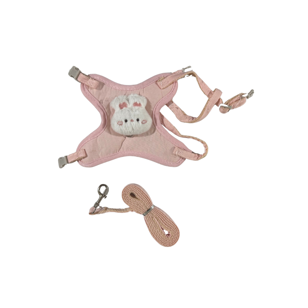 Cute Pink Bunny Plush Pet Harness & Leash